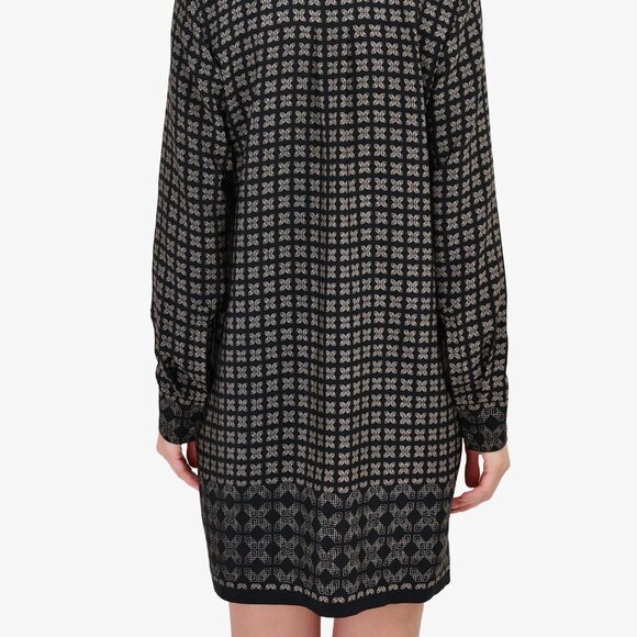 Vince Womens 100% Silk Shift Tunic Dress Long Sleeve Geometric Print Sz 2 B29 - Picture 6 of 15